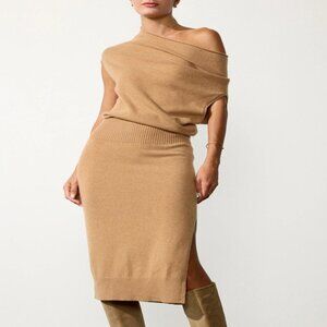 Brochu Walker Camel Lori Sleeveless Cashmere Dress L